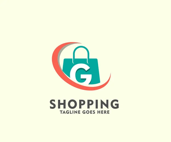 Letter Isolated Orange Bag Online Shop Logo Design Template Shopping — Image vectorielle