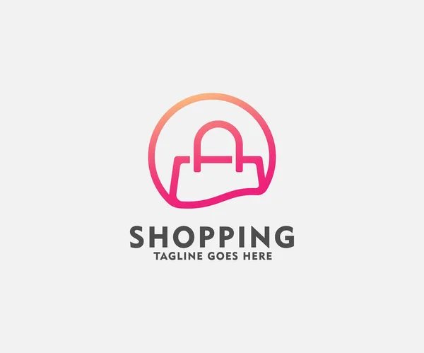 Shopping Väska Isolerad Cirkel Online Shop Logo Design Mall Shopping — Stock vektor