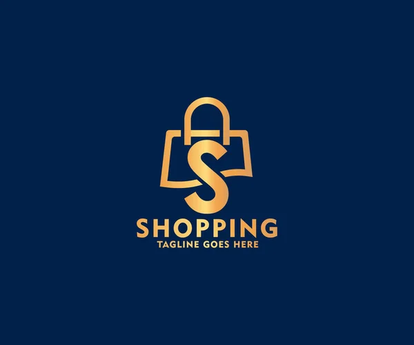 Golden Letter Geïsoleerde Golden Shopping Tas Logo Ontwerp Sjabloon Illustratie — Stockvector