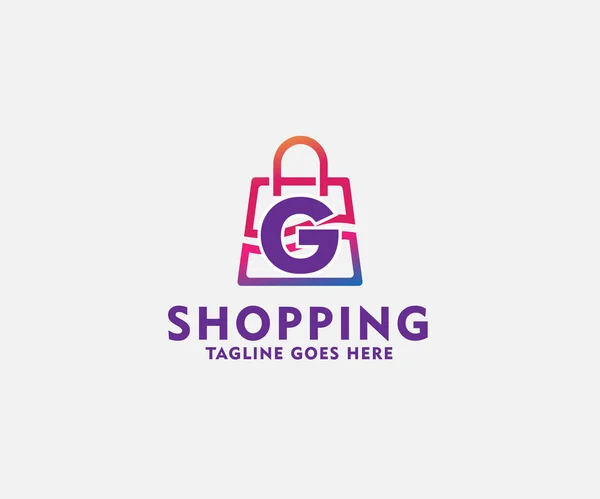 Brev Isolerad Shopping Väska Logotyp Design Mall Illustration Användbar Logotyp — Stock vektor