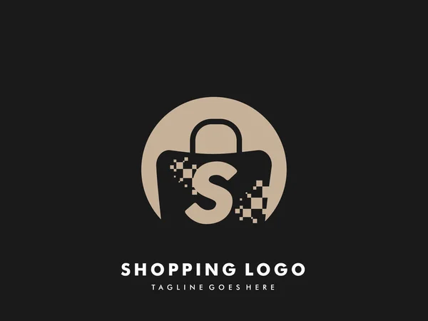 Vector Shopping Bag Isolated Circle Letter Fast Shopping Icon Creative — стоковый вектор