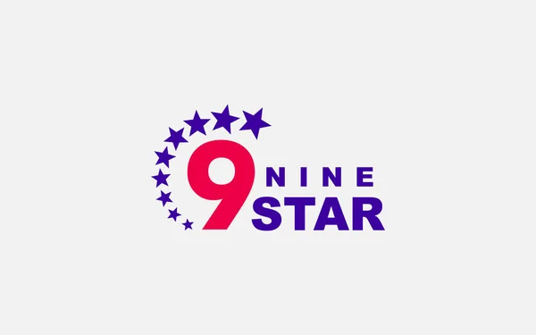 Nine Star Number Logo Design Concept Usable Anniversary Logo Company — Vetor de Stock