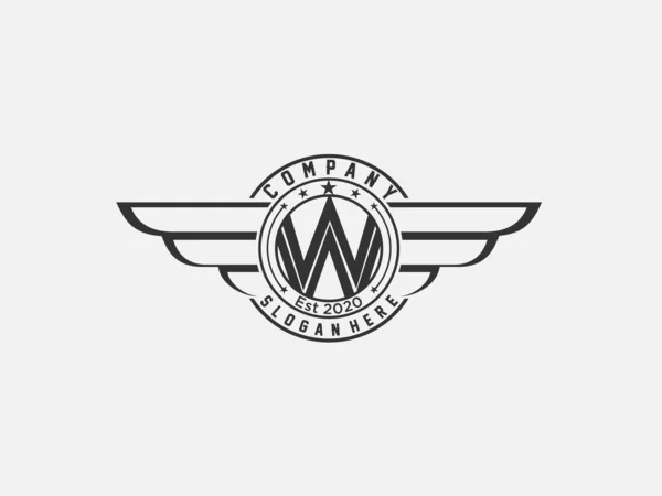 Retro Křídla Písmenem Vintage Logo Vektor Design Element — Stockový vektor