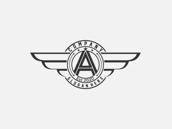 Retro Křídla Písmenem Vintage Logo Vektor Design Element — Stockový vektor