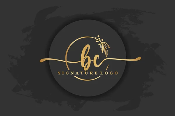 Golden Signature Logo Initial Letterletter Handwriting Vector Illustration Image — Archivo Imágenes Vectoriales