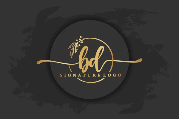 Golden Signature Logo Initial Letterletter Handwriting Vector Illustration Image — Archivo Imágenes Vectoriales