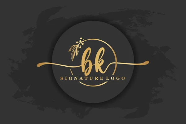 Golden Signature Logo Initial Letterletter Handwriting Vector Illustration Image — Archivo Imágenes Vectoriales