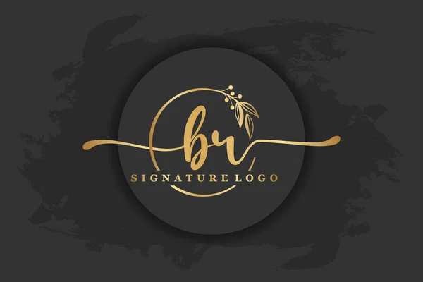 Golden Signature Logo Initial Letterletter Handwriting Vector Illustration Image — Archivo Imágenes Vectoriales