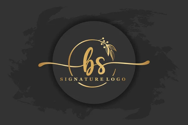 Golden Signature Logo Initial Letterletter Handwriting Vector Illustration Image —  Vetores de Stock