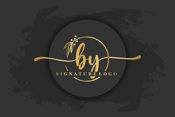 Goldene Signatur Logo Für Initialbuchstabe Letter Handschrift Vektor Illustration Bild — Stockvektor