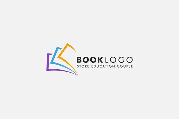 Open Book Logo Education Flat Vector Minimal Logo Design — Stockvector