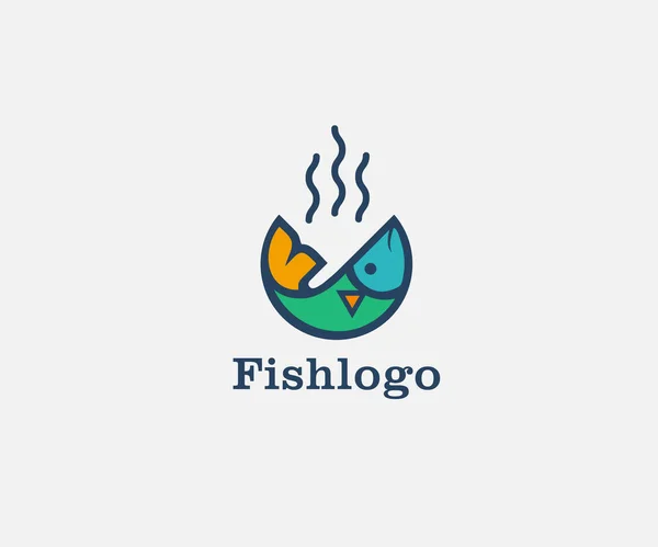 Fish Food Logo Seafood Logo Design Template Illustration — Archivo Imágenes Vectoriales