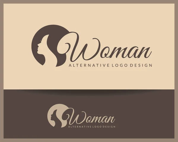 Beautiful Woman Face Logo Design Template Hair Girl Flower Leaf — vektorikuva