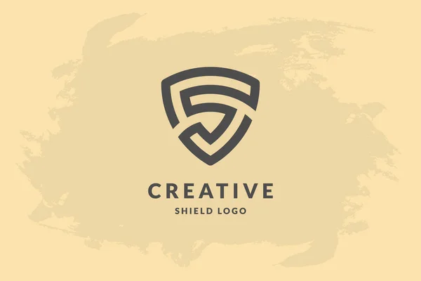 Första Bokstaven Form Sköld Handstil Vektor Logotyp Design Illustration Bild — Stock vektor