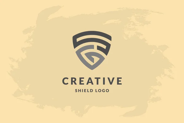 Ursprunglig Bokstav Form Sköld Handstil Vektor Logotyp Design Illustration Bild — Stock vektor