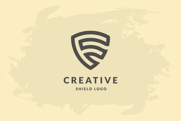 Initial Letter Shape Shield Handwriting Vector Logo Design Illustration Image — Stock vektor