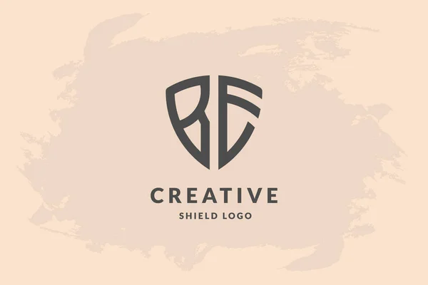 Initial Letter Shape Shield Handwriting Vector Logo Design Illustration Image — Stok Vektör