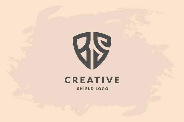 Initial Letter Shape Shield Handwriting Vector Logo Design Illustration Image — Stock vektor