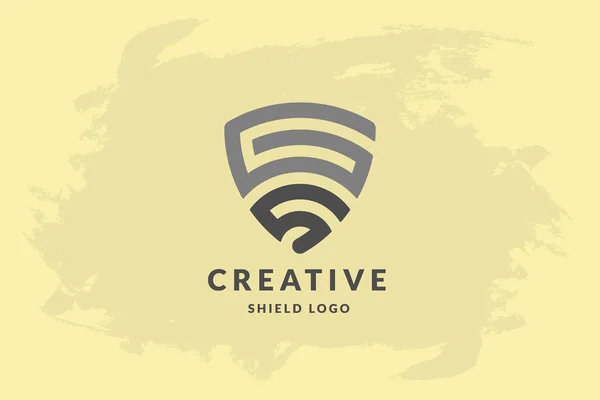 Initial Letter Shape Shield Handwriting Vector Logo Design Illustration Image — Stock vektor