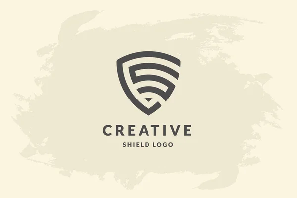 Initial Letter Shape Shield Handwriting Vector Logo Design Illustration Image — Stock vektor