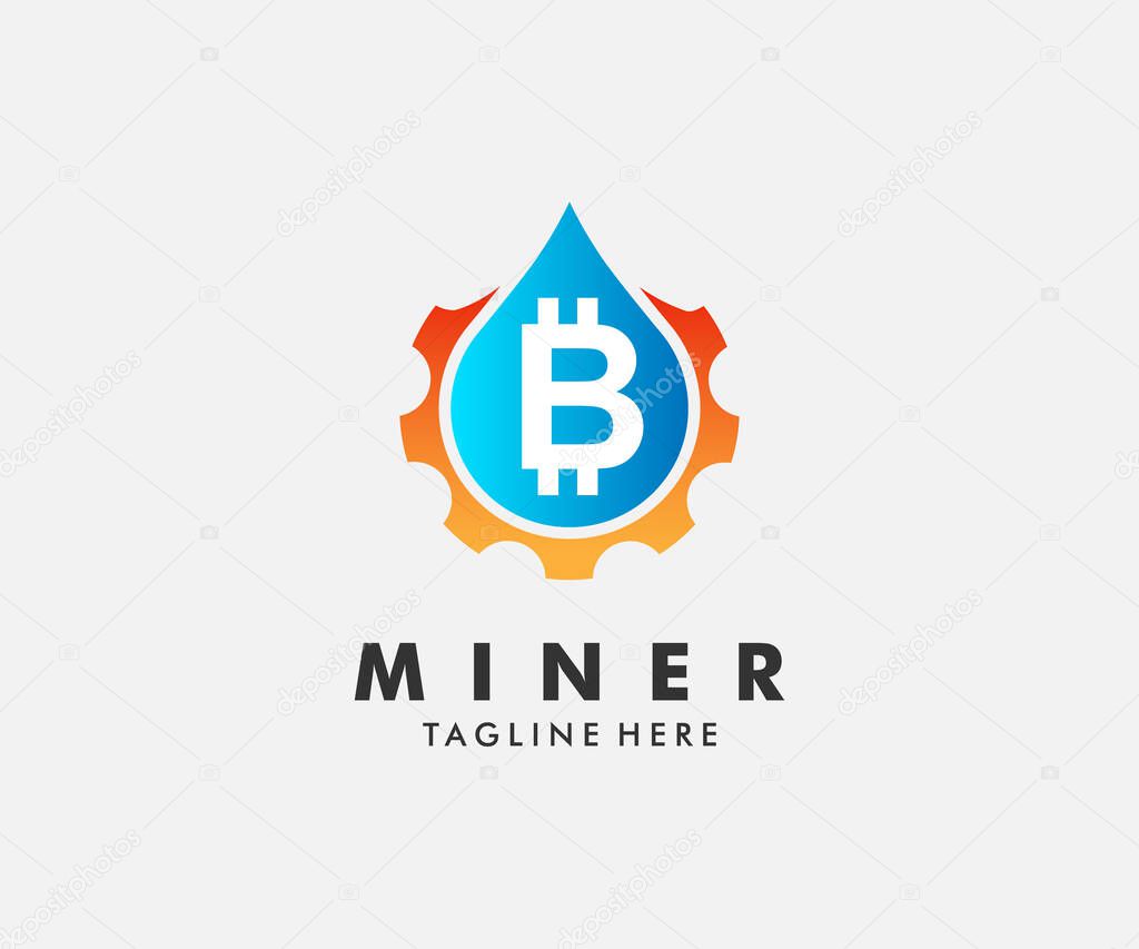 Coin miner service logo template. Initial letter B logo isolated gear Block chain, finance symbol. financial company, logo vector coins and money.