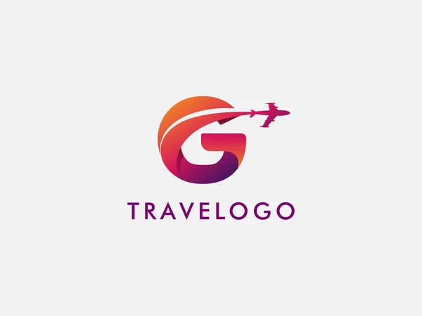 交通機関や旅行代理店のベクトルロゴデザインにGという文字 チケットに使えるロゴ 休暇代理店 — ストックベクタ