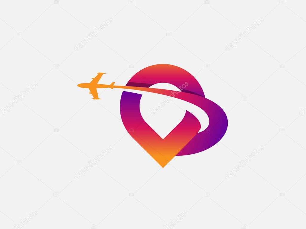 transportation and traveling agency vector logo design with Pin, logo that usable for ticketing.transportation. vacation agency