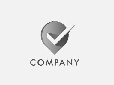 Pin navigasyon logosu tasarım şablonu. İşaretleme kombinasyonlu harita noktası simgesi. Lojistik, ulaşım, kargo, düzen, gönderme, taşıma, rota vs. kavramı.