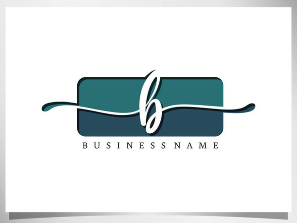 creative Signature logo design. handwriting monogram Letter B Logo design isolated square Vector Illustration