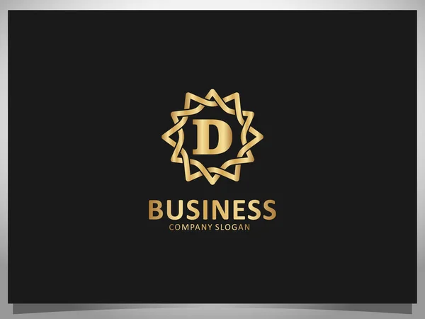Gouden Logotype Letter Geïsoleerd Geometrische Bloemen Frame Abstract Logo Design — Stockvector