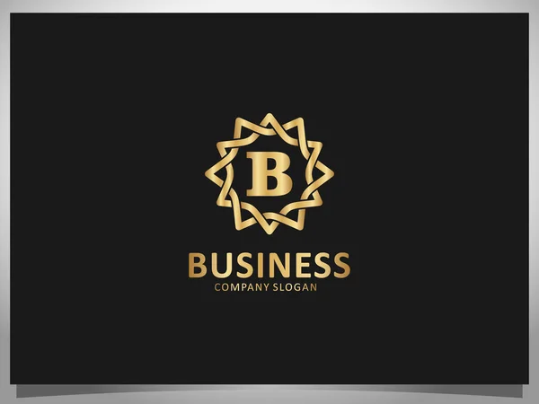 黄金のロゴタイプ文字Bアイソレーテッド幾何学的な花のフレーム 概要ビジネスに使用できるロゴデザイン ジュエリー ホテルだ 法律事務所及び民間署名 — ストックベクタ