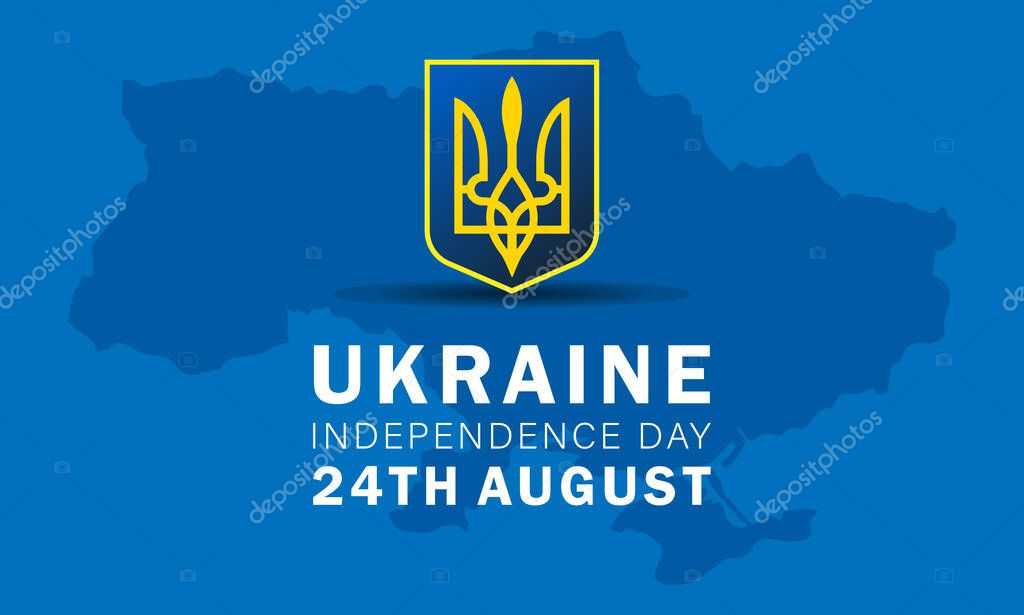 Independence day of Ukraine anniversary greetings card. Ukrainian national holiday template design. Translation: 