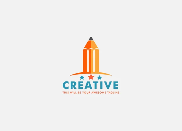 Lápis Logotipo Design Elemento Vetor Ilustração —  Vetores de Stock