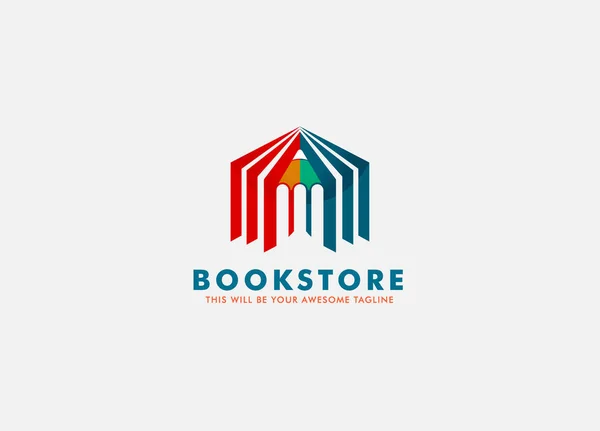 Decoración Del Hogar Diseño Del Logotipo Con Libro Como Techo — Vector de stock