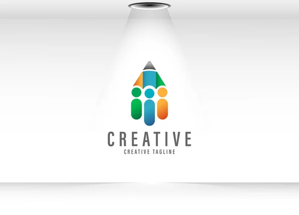 Logotipo Pessoas Criativas Com Lápis Como Vetor Conceito Diversidade Humana —  Vetores de Stock
