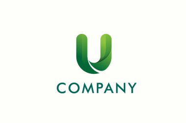 logotype harfi P yeşil izole beyaz arkaplan