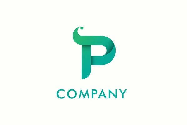 Logotype Letter Green Blue Isolated White Background — Vector de stock