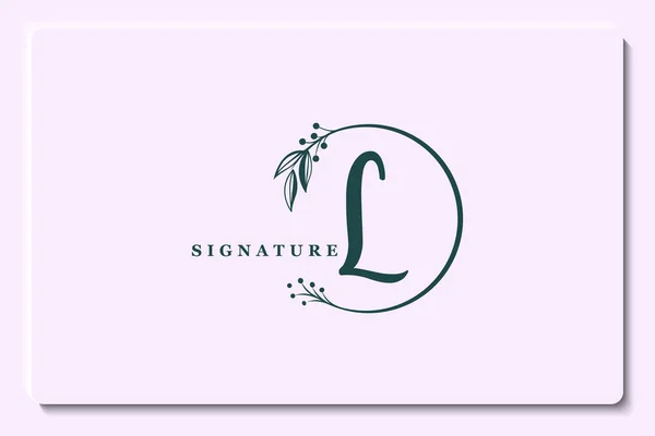 Assinatura Logotipo Design Folha Isolada Inicial Flor —  Vetores de Stock