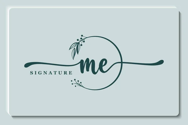 Signature Logo Design Initial Isolated Leaf Flower — Vettoriale Stock