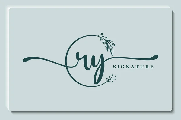 Signature Logo Design Initial Isolated Leaf Flower — Stock Vector