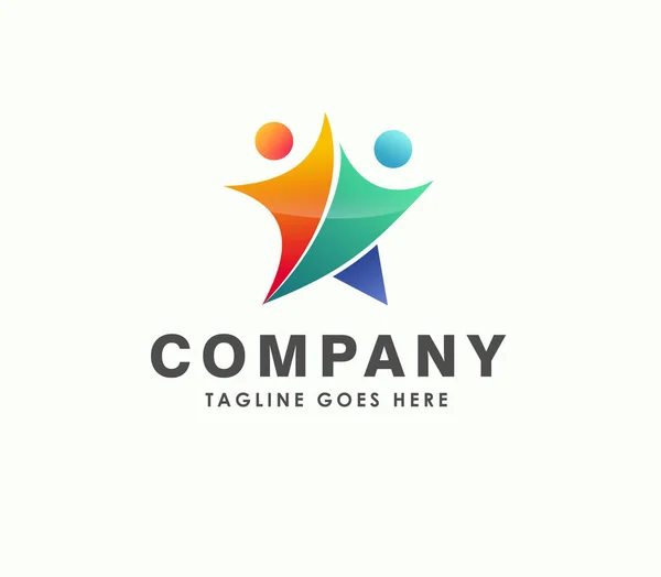 Business Teamwork Unity Logo Design Symbol Vector Abstract Star Two — Image vectorielle