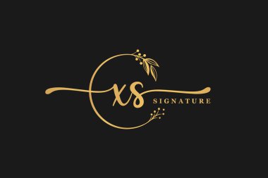 luxury gold signature initial X S logo design isolated leaf and flower