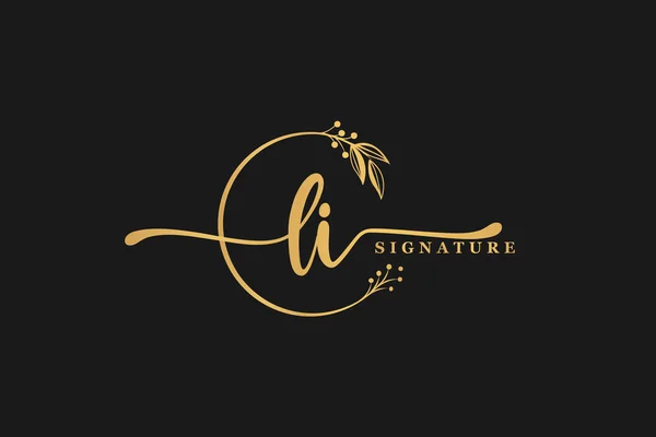 Luxury Gold Signature Initial Logo Design Isolated Leaf Flower — Stock vektor