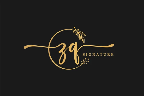 Luxury Gold Signature Initial Logo Design Isolated Leaf Flower — ストックベクタ