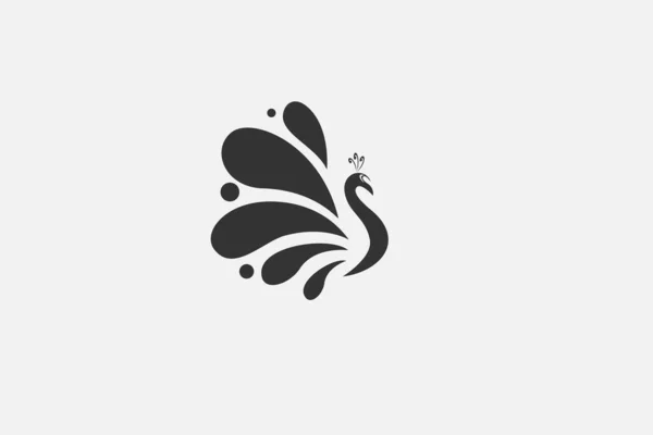 Silhouette Black White Peacock Vector Illustration Usable Logo Design Related — Archivo Imágenes Vectoriales