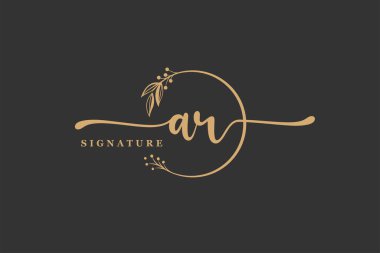 luxury gold signature initial A Q logo design isolated leaf and flower