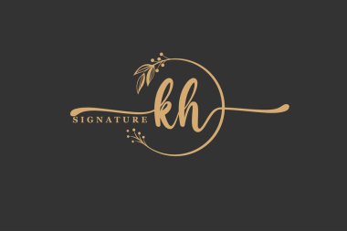 luxury gold signature initial K G logo design isolated leaf and flower