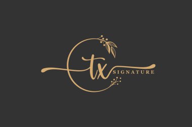 luxury gold signature initial T W logo design isolated leaf and flower