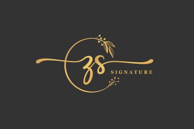 luxury signature initial Z S logo design isolated leaf and flower