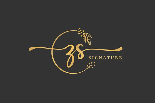 Luxury Signature Initial Logo Design Isolated Leaf Flower — ストックベクタ